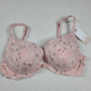 Cacique Boost Plunge bra The cotton cacique collection size 40c pink floral NWT